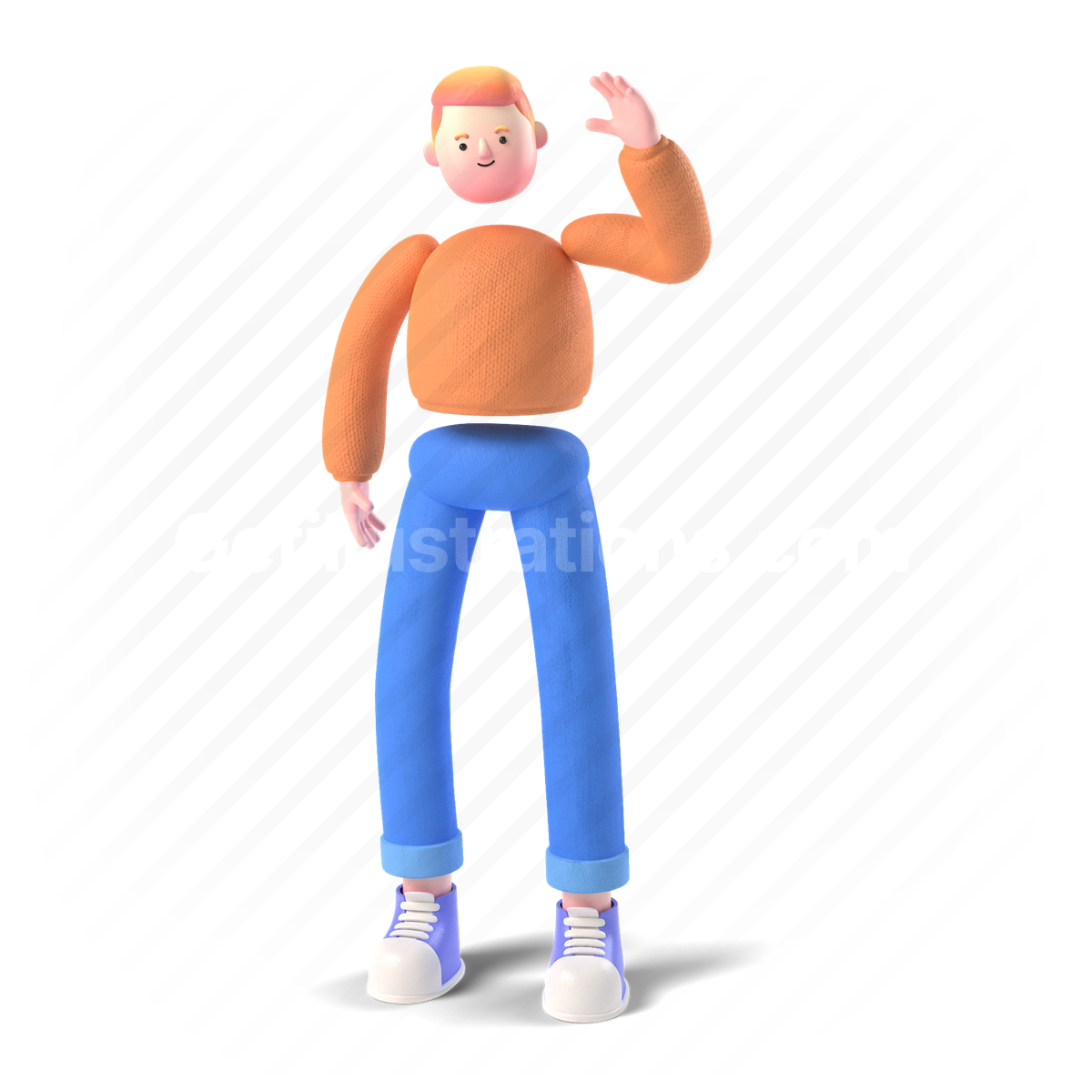 3d, people, person, character, boy, ginger, wave, greeting, hello
